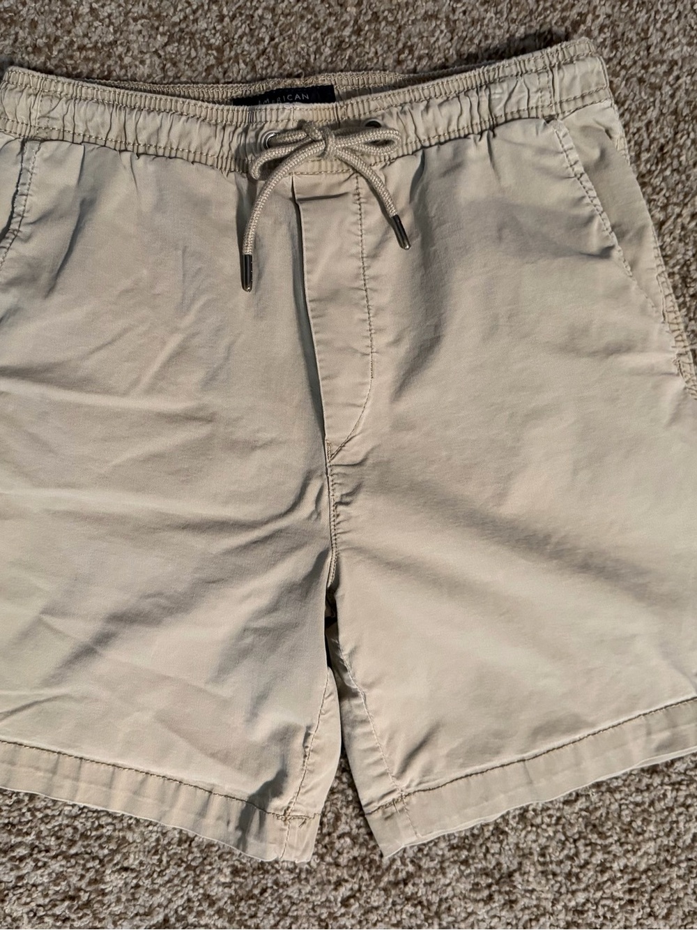 Men's Small American Eagle Drawstring Chino Shorts - Beige